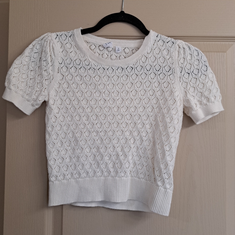 Kids GAP MEDIUM Crescent pointelle knit short sleeve top